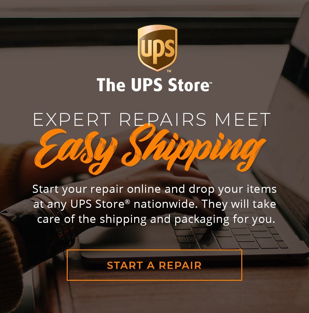 Expert repairs meet easy shipping. Start your repair online and drop your items at any UPS Store® nationwide. They will take care of the shipping and packaging for you.